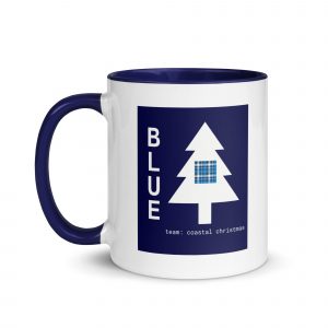 blue christmas mug